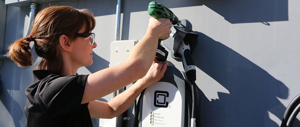 Stacey performing clippercreek charging station install