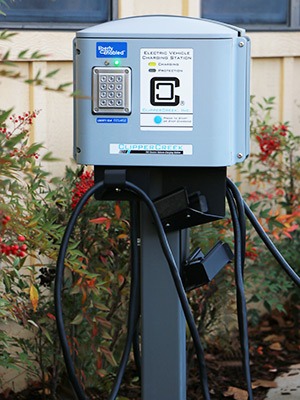 clippercreek cs liberty charging station in use keypad standalone commercial