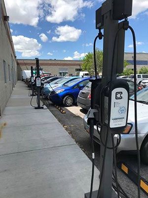 ClipperCreek ev charging station with extension mount