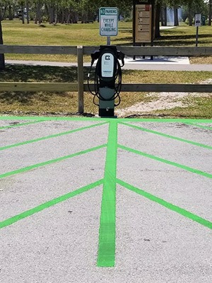 Electric Car Charging at Manatee Sanctuary Park Cape Canaveral FL