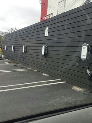ClipperCreek charging stations at SpaceX Hawthorne CA