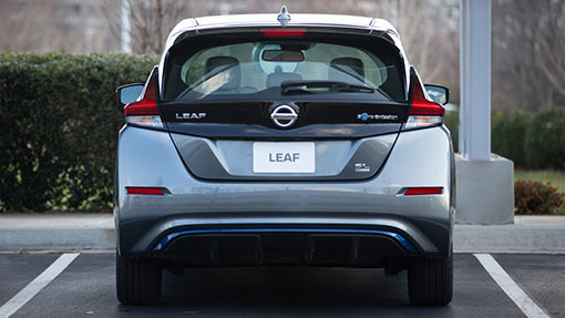 2021 nissan leaf rear view gray