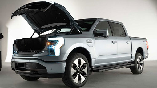 2022 Ford F-150 Lightning Electric Truck Open Trunk