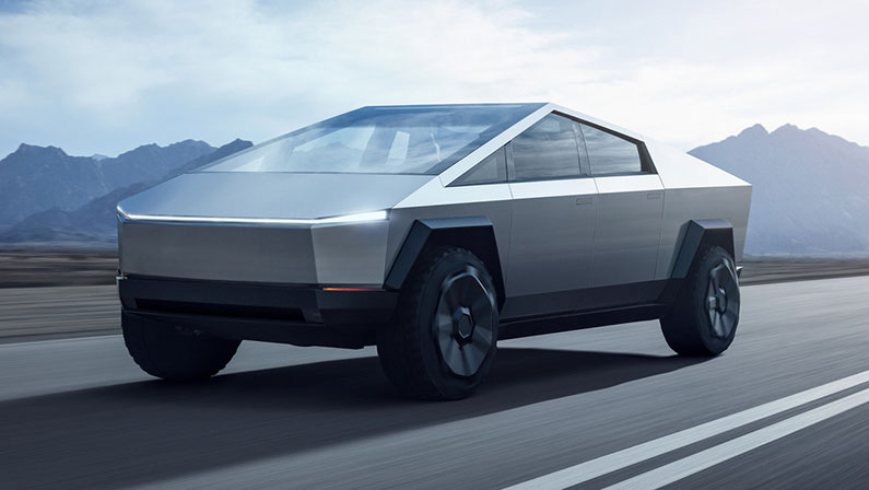 2022 Tesla Cybertruck EV on the road
